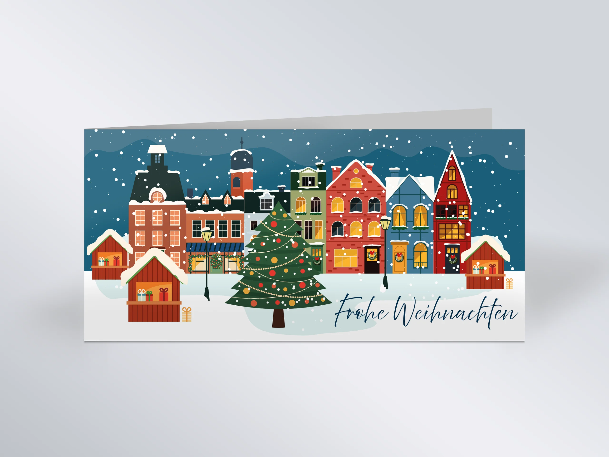Weihnachtskarte DIN lang quer, Falz links