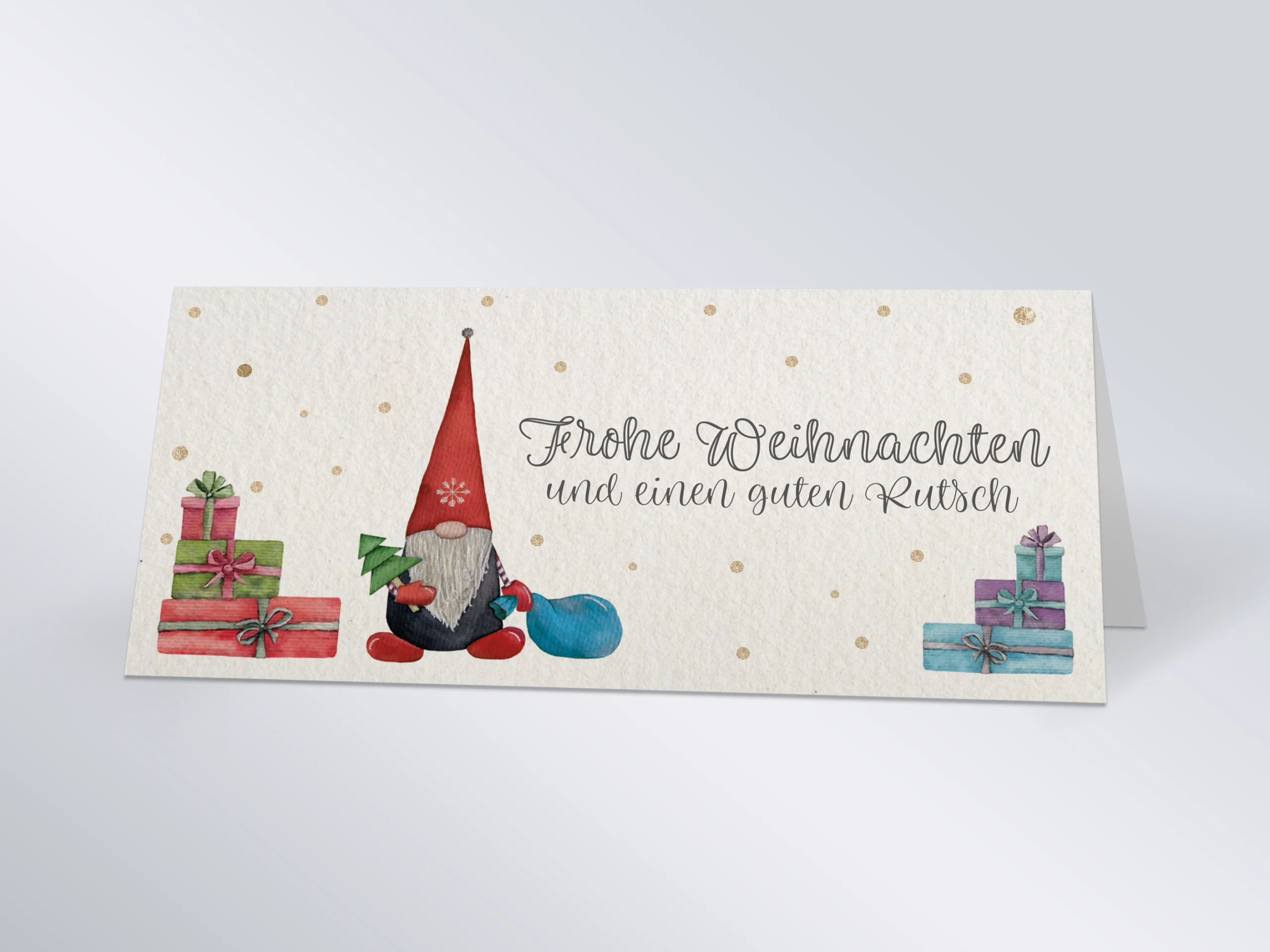 Weihnachtskarte DIN lang quer, Falz oben