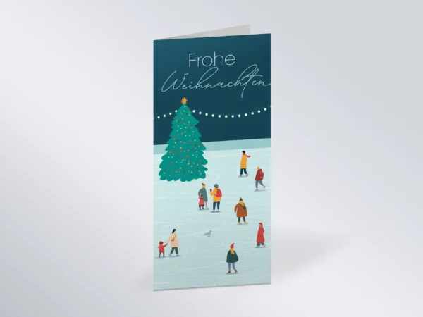 Weihnachtskarte DIN lang hoch „Eisbahn“