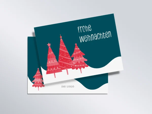 Weihnachtskarte A6 quer „Rote Tannen“